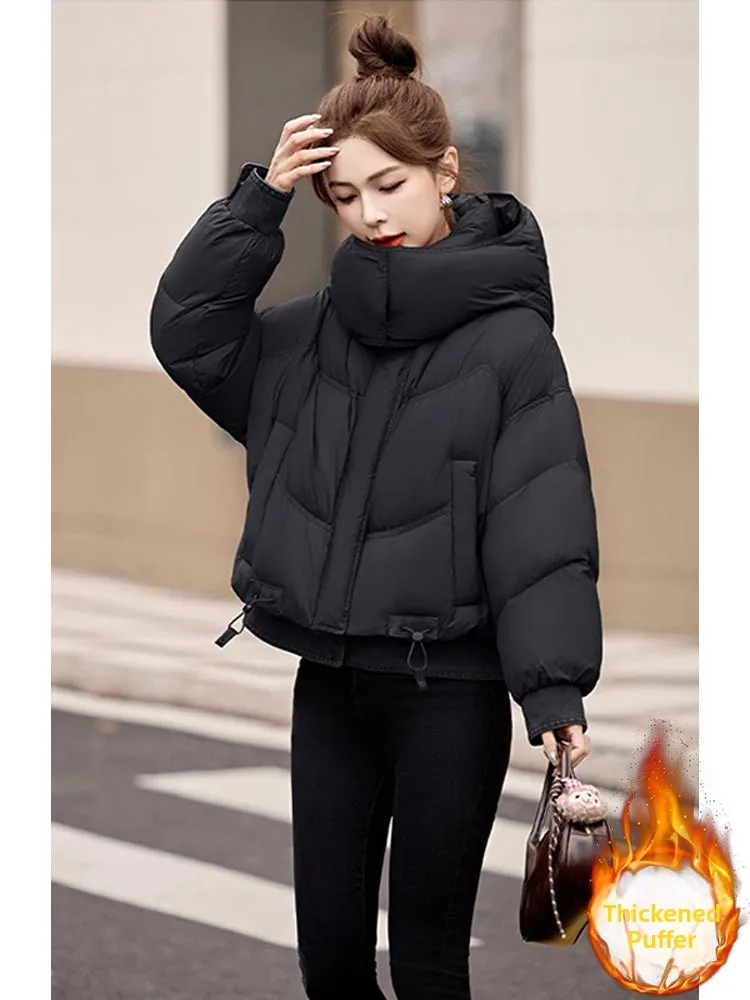 

Женская утепленная хлопковая куртка 2026: Новая зимняя повседневная стеганая куртка-пуховик свободного кроя на молнии