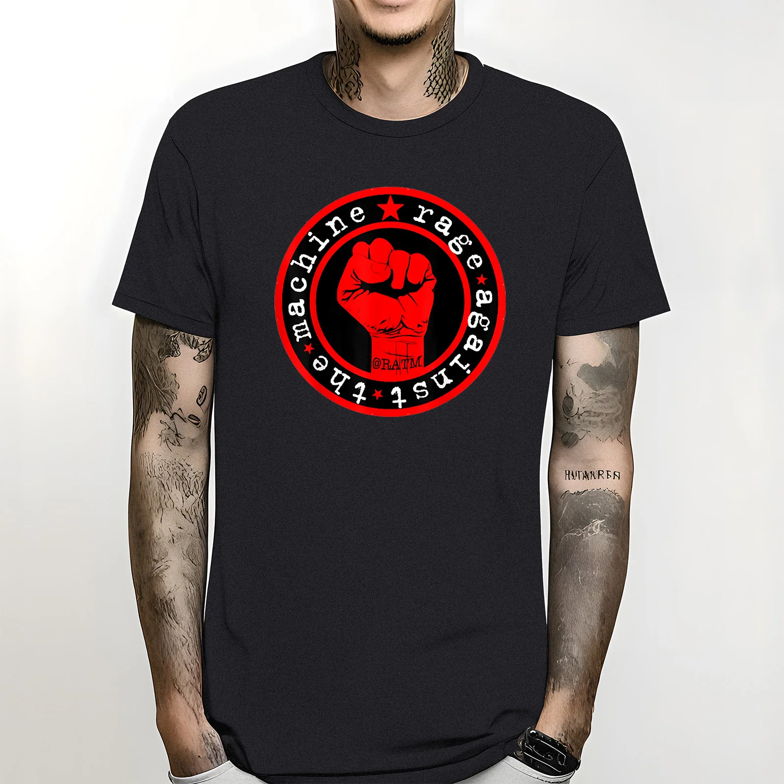 Camiseta de manga corta con gráfico, camisa de gran tamaño de Rage contra las máquinas de RATM, Unisex, ropa de calle de cuello redondo pesado de