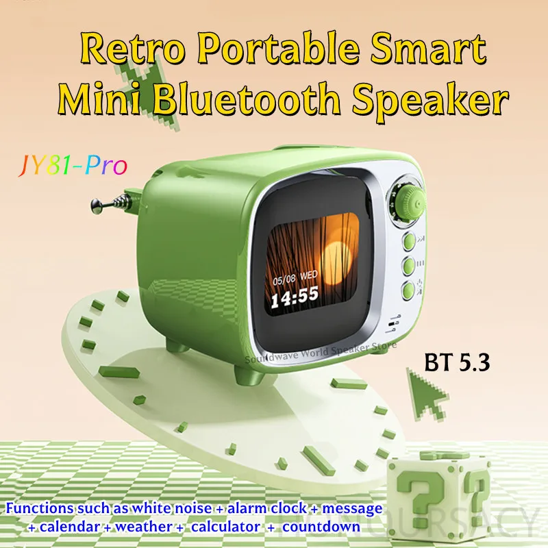 JY81-Pro سمّاعات بلوتوث ذكية سطح المكتب عرض الطقس ريترو متعدد الوظائف ساعة تنبيه كلمات عرض الضوضاء البيضاء Voiceboxs #6