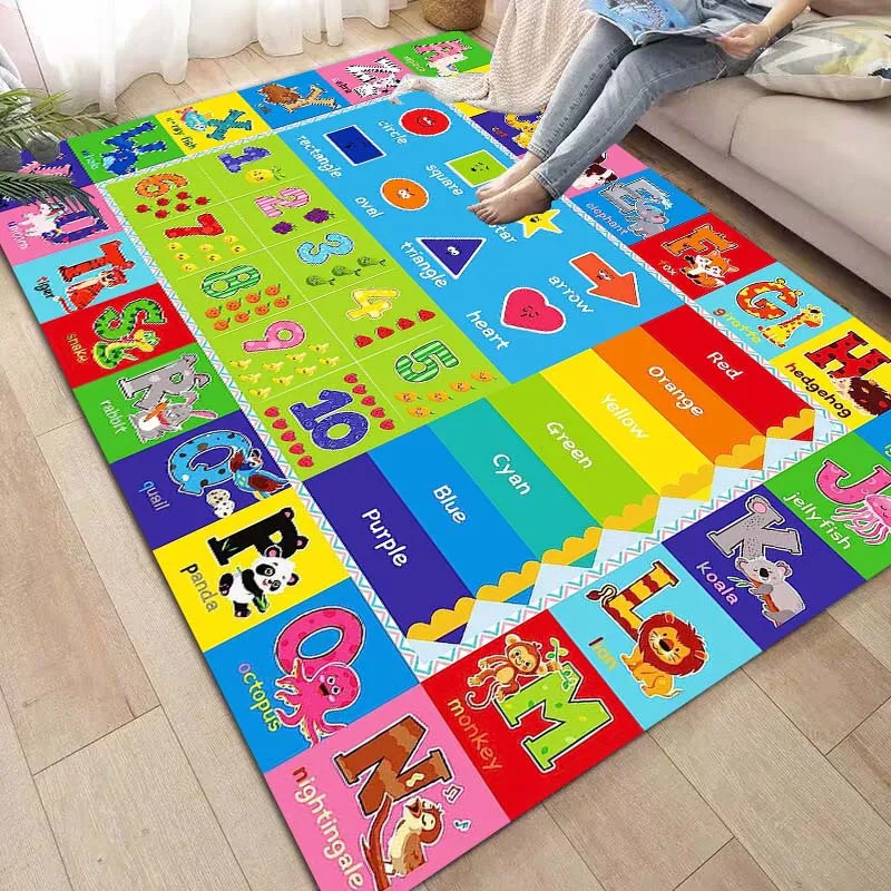 

Play Rug Playroom Floor Mat Alphabet Numbers Animals Educational Area Crawling Rugs Room Classroom Nursery BedRoom Decor Carpet