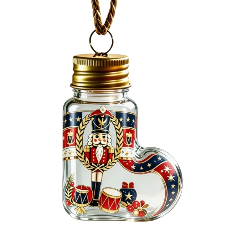 Ready-to-Display Christmas Stocking Ornament, Fillable Plastic Bottle with Removable Cap and Holiday Artwork for Candy, JOMD