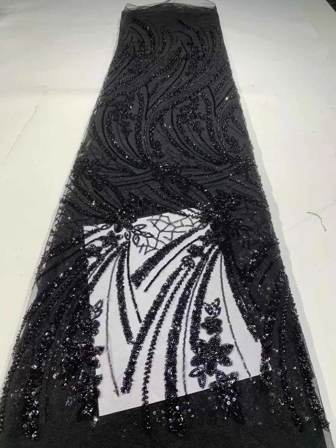 

Роскошная эластичная кружевная ткань с бисером и блестками, готовая к отправке, для вечернего платья, выпускного платья, корсета, материала для свадебной вечеринки