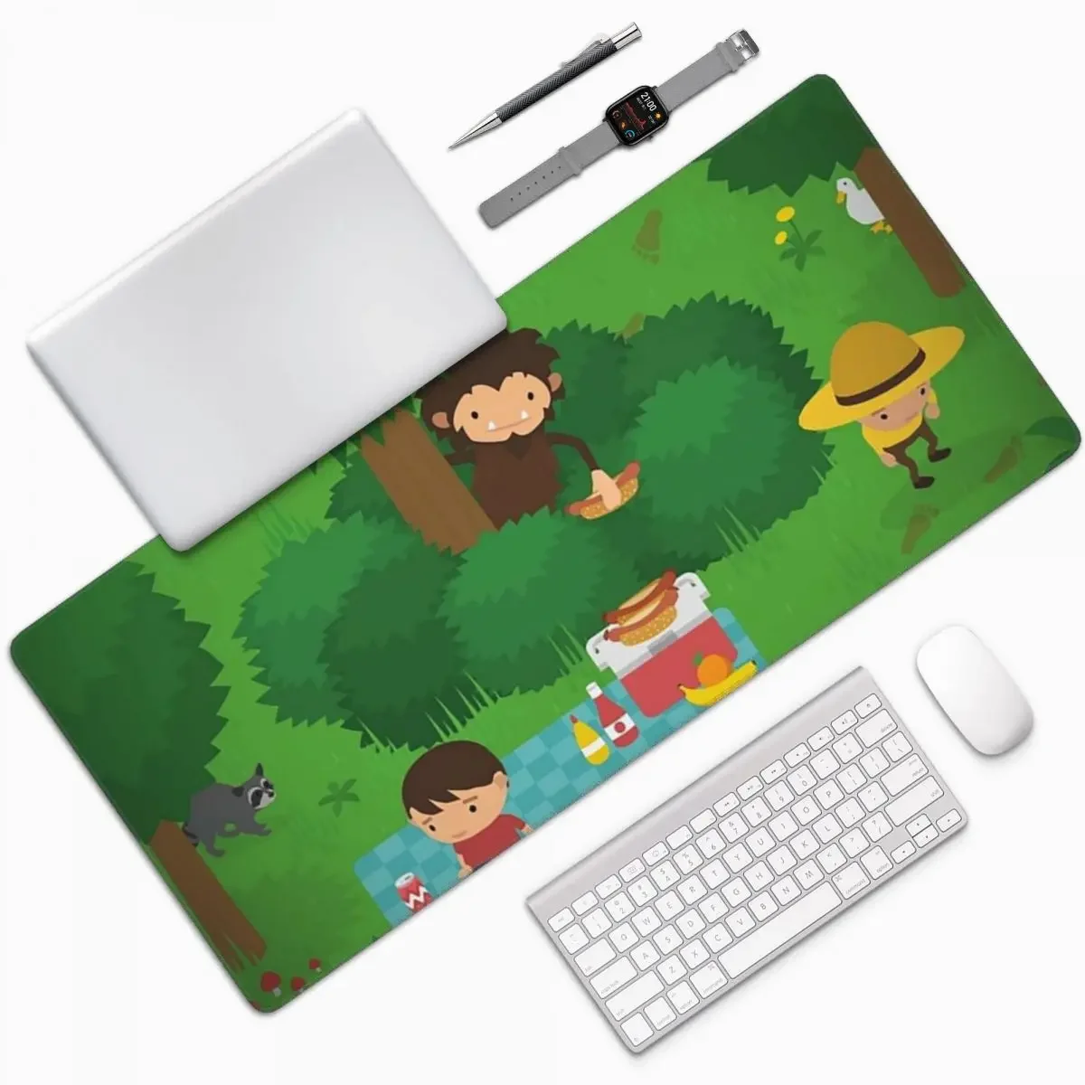 Sneaky Sasquatch Picnic Large Mouse Pad Computer Keyboard Mouse Mat Gamer PC Laptop Desk Mat Office Accessories Table Mats