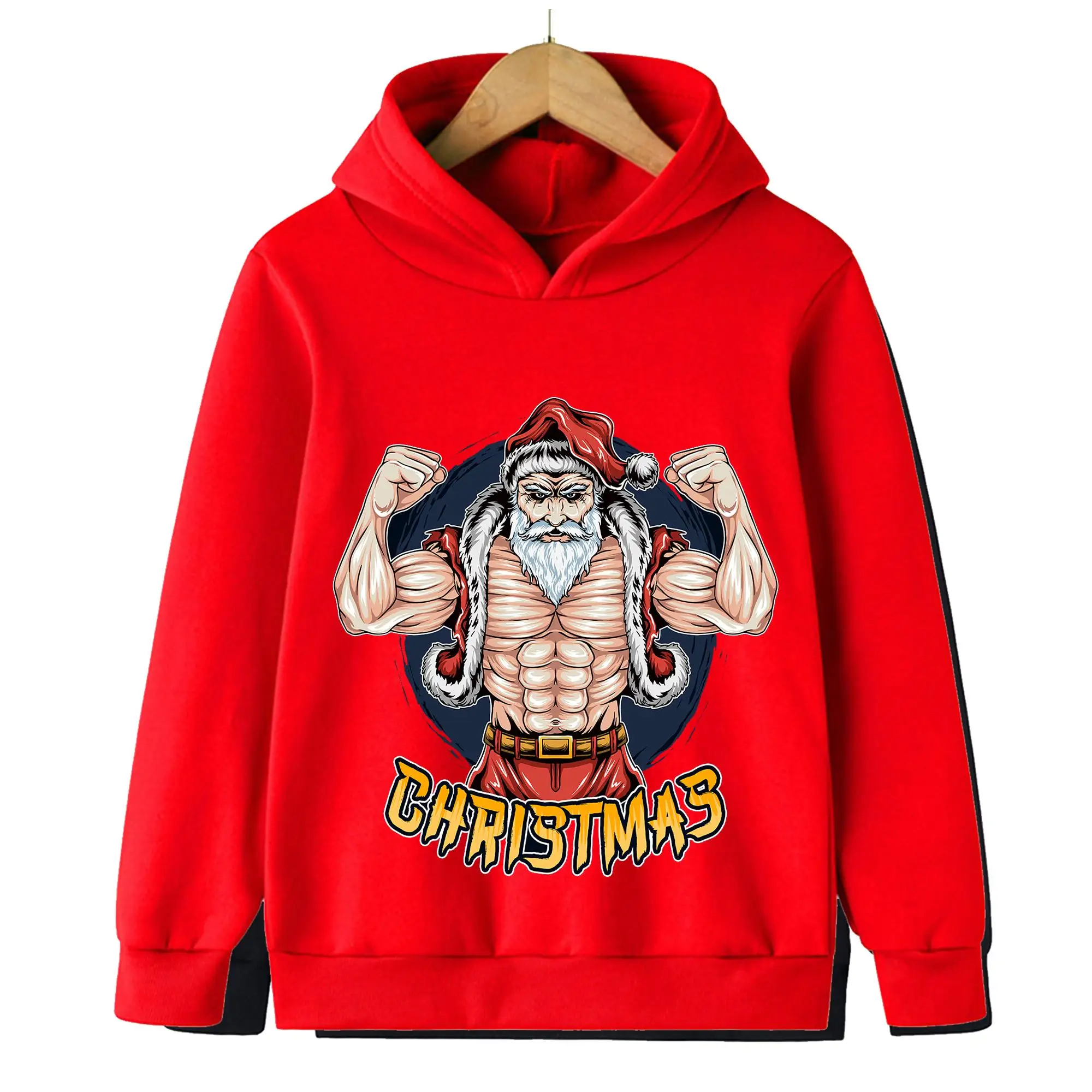 Christmas Sweatshirt, Cool and Funny, for Kids, with Santa Claus, Hoodie for Boys and Girls, Sports Shirt, Merry Christmas