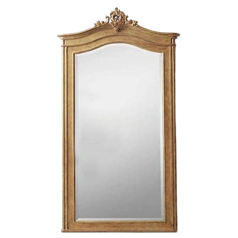 

American solid wood carving flower dressing mirror furniture oak vintage clothing store fitting mirror