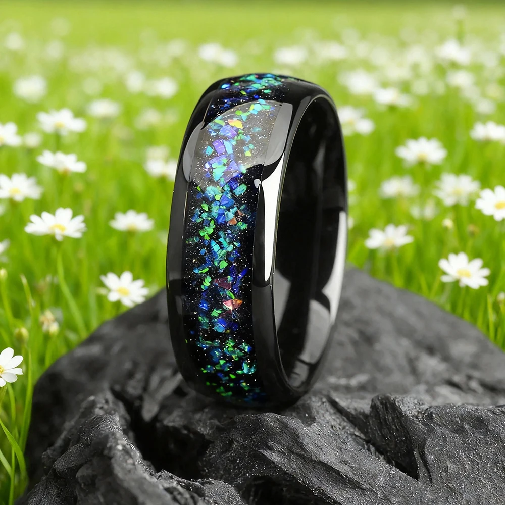 الحديثة الأسود الصلب خاتم مجردة الفضة احباط الفن الفاخرة ماتي النهاية رجالي موضة الزفاف الفرقة بيان مجوهرات هدية #1