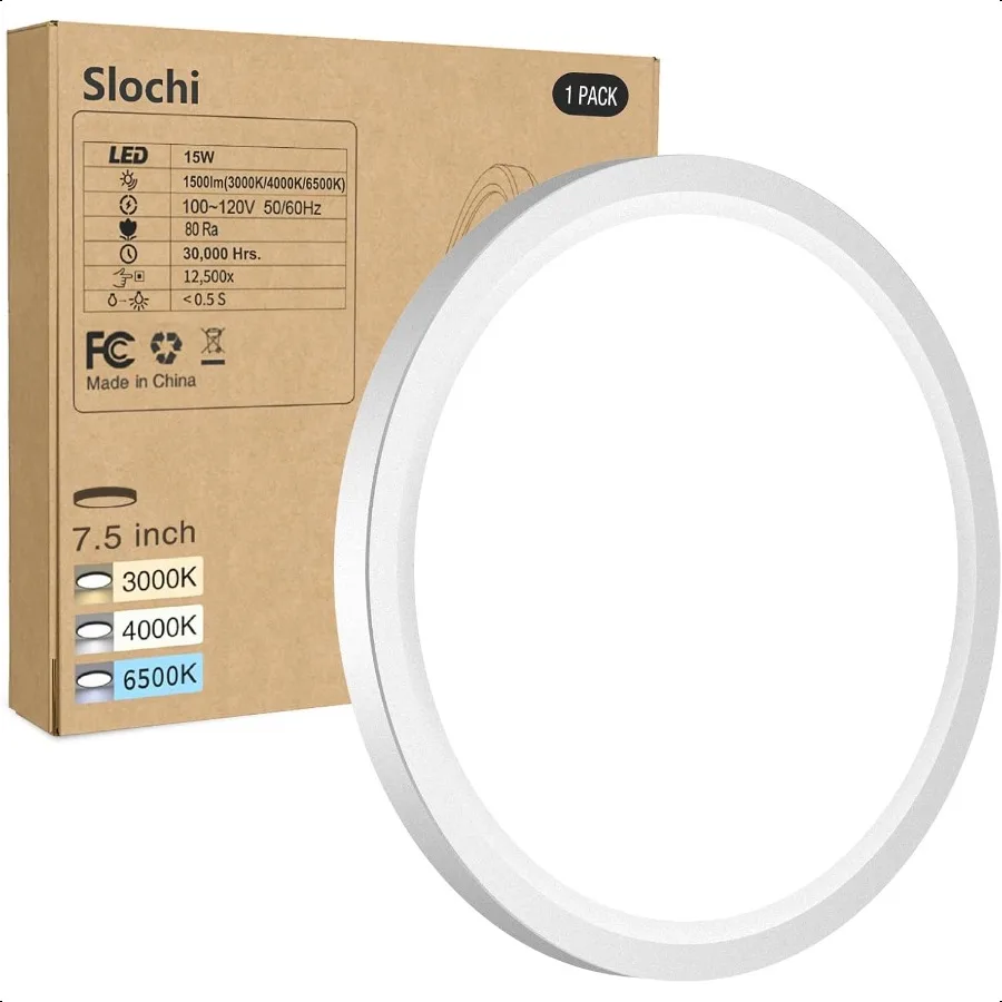 Flush Mount Ceiling Light Fixtures 3000K4000K6500K 100W Equivalent Ultra Thin Round White