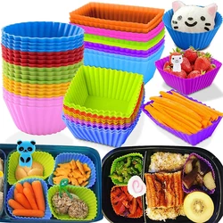 3Pcs Bento Divider Cup Easy Clean Mould Reusable Cake Mold Dessert Sushi Separate Storage Accessories Kids Food Lunch Box Liner