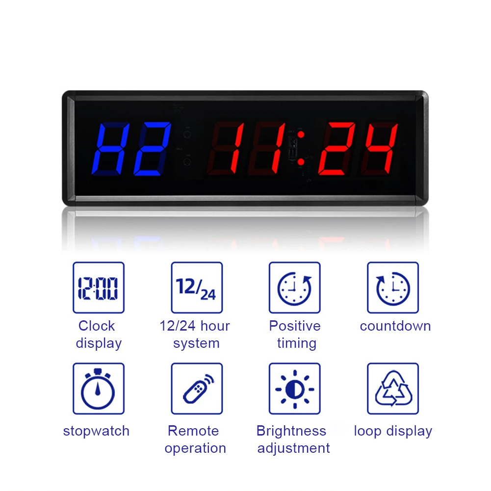 Crossfit Gym Timer Remote Control LED Sports Training Colck Count Down/Up Interval Garage Timer With 1.5m/4.92ft Cable