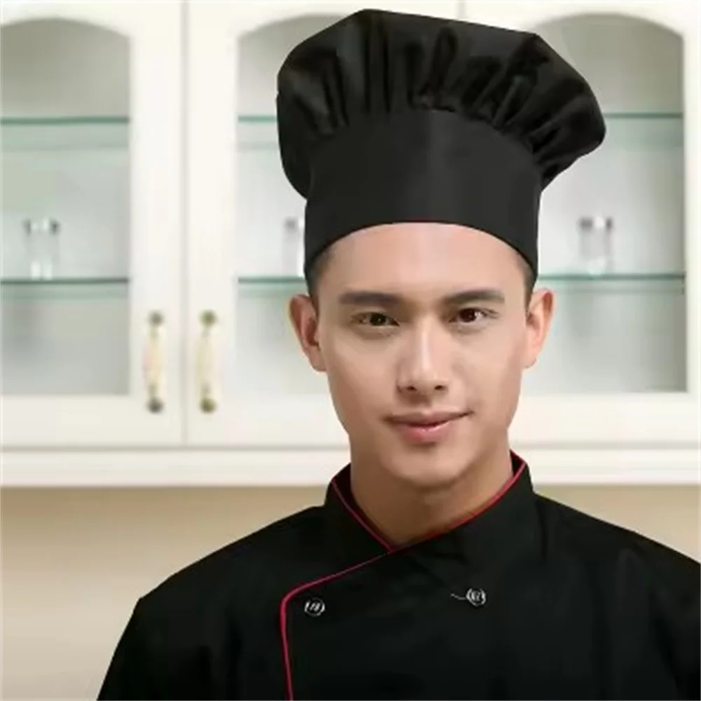 Wysokiej jakości elastyczny okrągły biały kapelusz kucharski, kapelusz do gotowania, kapelusz kostiumowy, odzież robocza dla szefa kuchni, odzież do obsługi gastronomicznej
