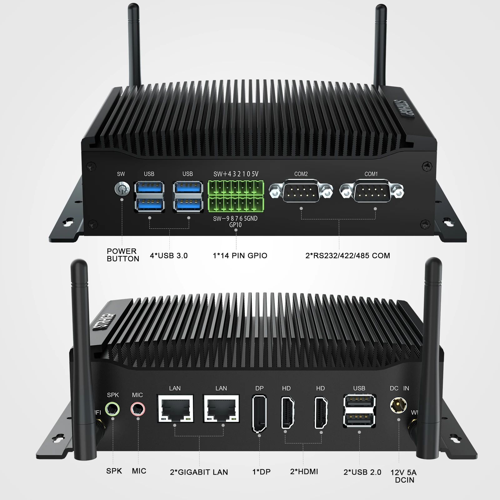 Mini PC HYSTOU 10th Gen Processor Fanless I7-10810U SIM SATA 3.0 Win 10/11 Centos Ubuntu Industrial Computer