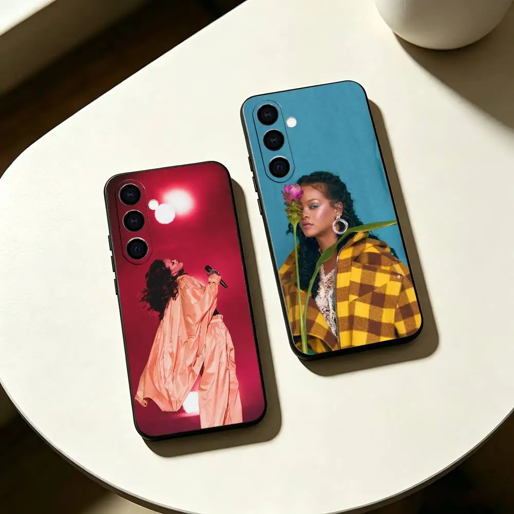 P-Pop singer R-Rihanna Work Phone Case Black Silicone Soft For Samsung Galaxy A73,A72,A71,A70,A53,A52,A51
