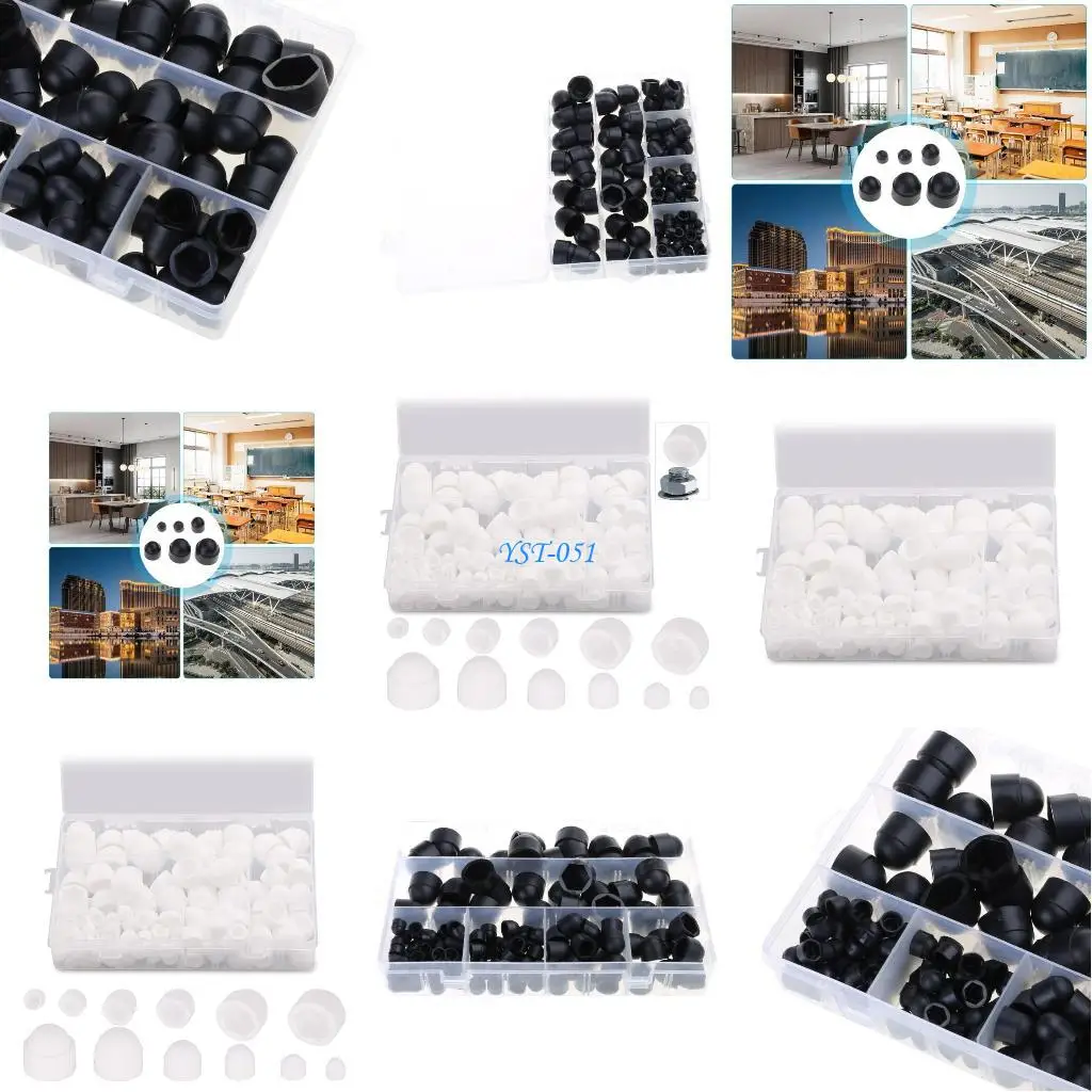 E15A 145 قطعة/المجموعة/المجموعة صواميل سداسية مع قبعات مجموعة صواميل ذاتية القفل تشكيلة مجموعة قفل صواميل برغي صواميل مترابطة مع #1