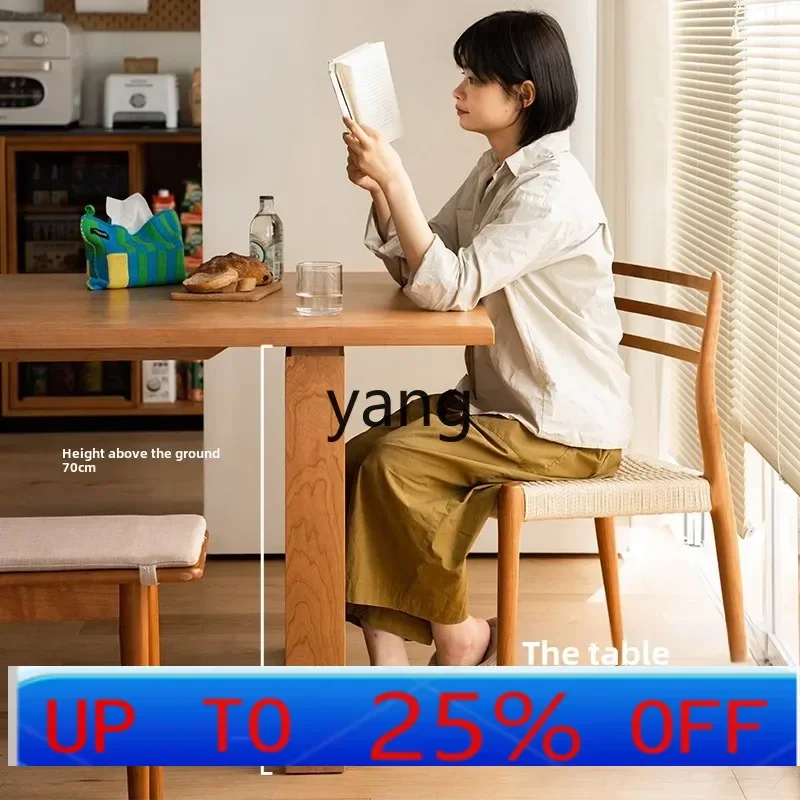 

LTT solid wood dining table thickened household small apartment long table cherry wood workbench large board table