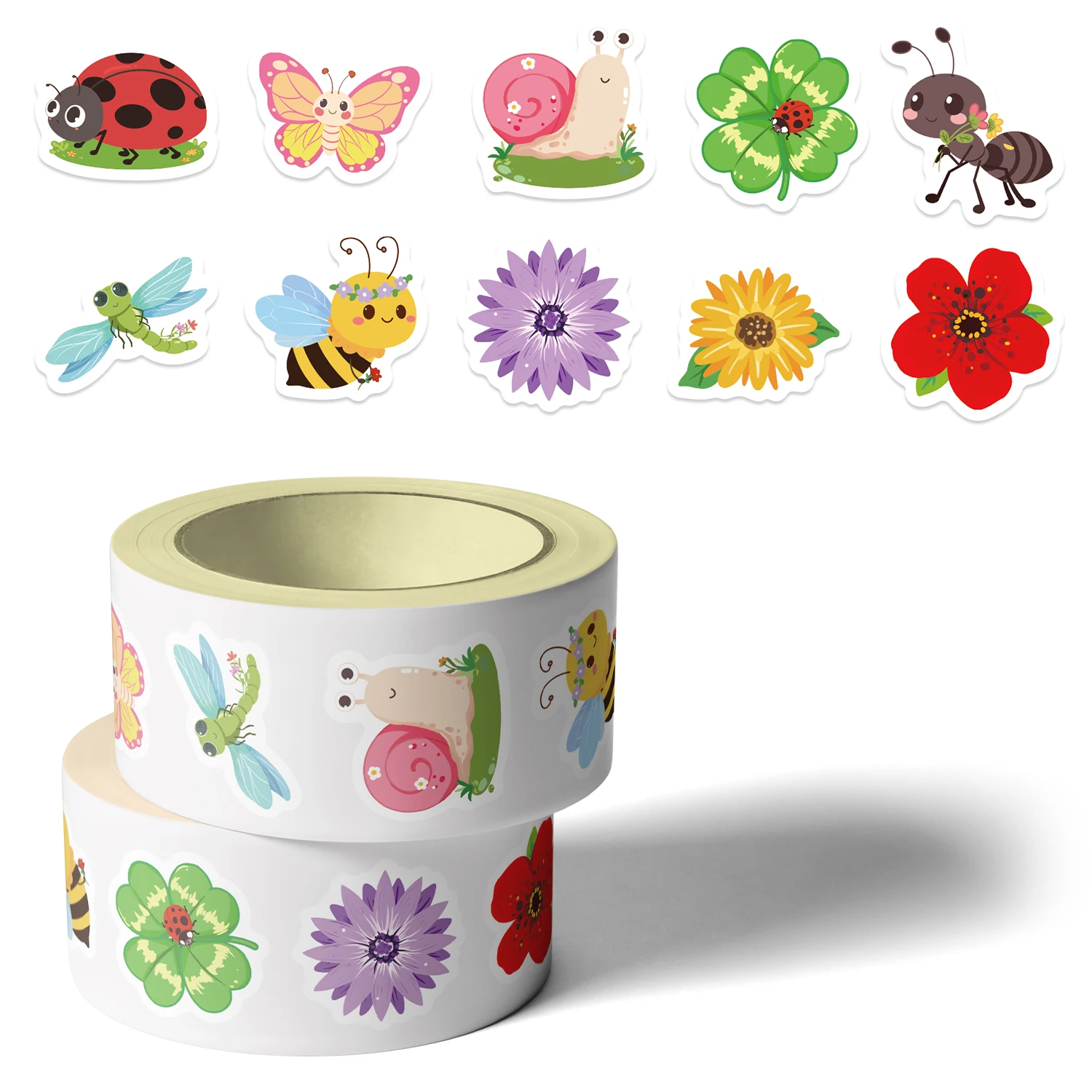 500 Sheets of Floral and Insect Roll-Up Stickers: Art Journaling Materials, Self-Adhesive Envelope Seals