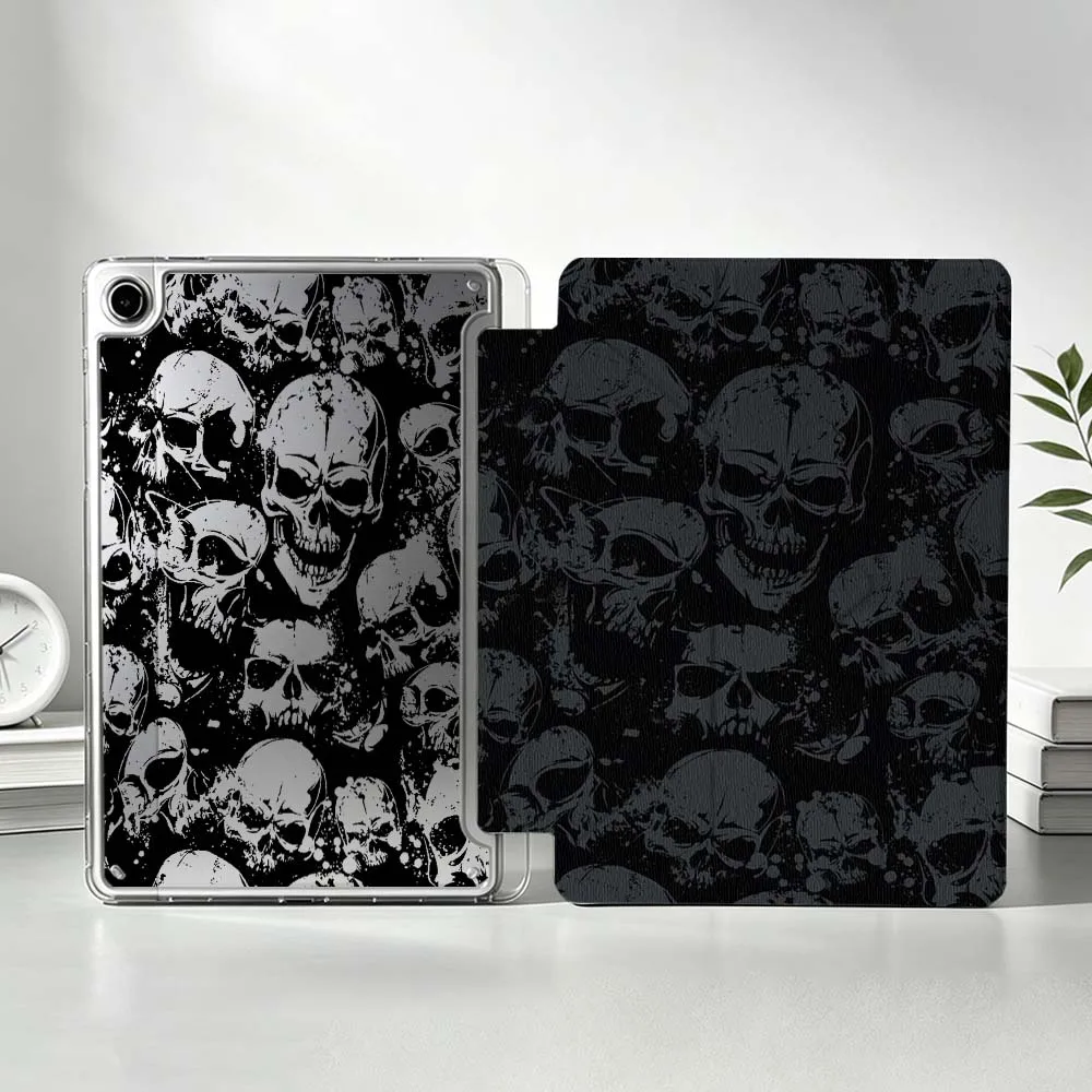 

Black Skull Pattern For Samsung Galaxy Tab S11 S10 S9 S8 S7 S6 A11 A10 A9 FE Plus Lite Foldable 3Y Tablet Case Soft