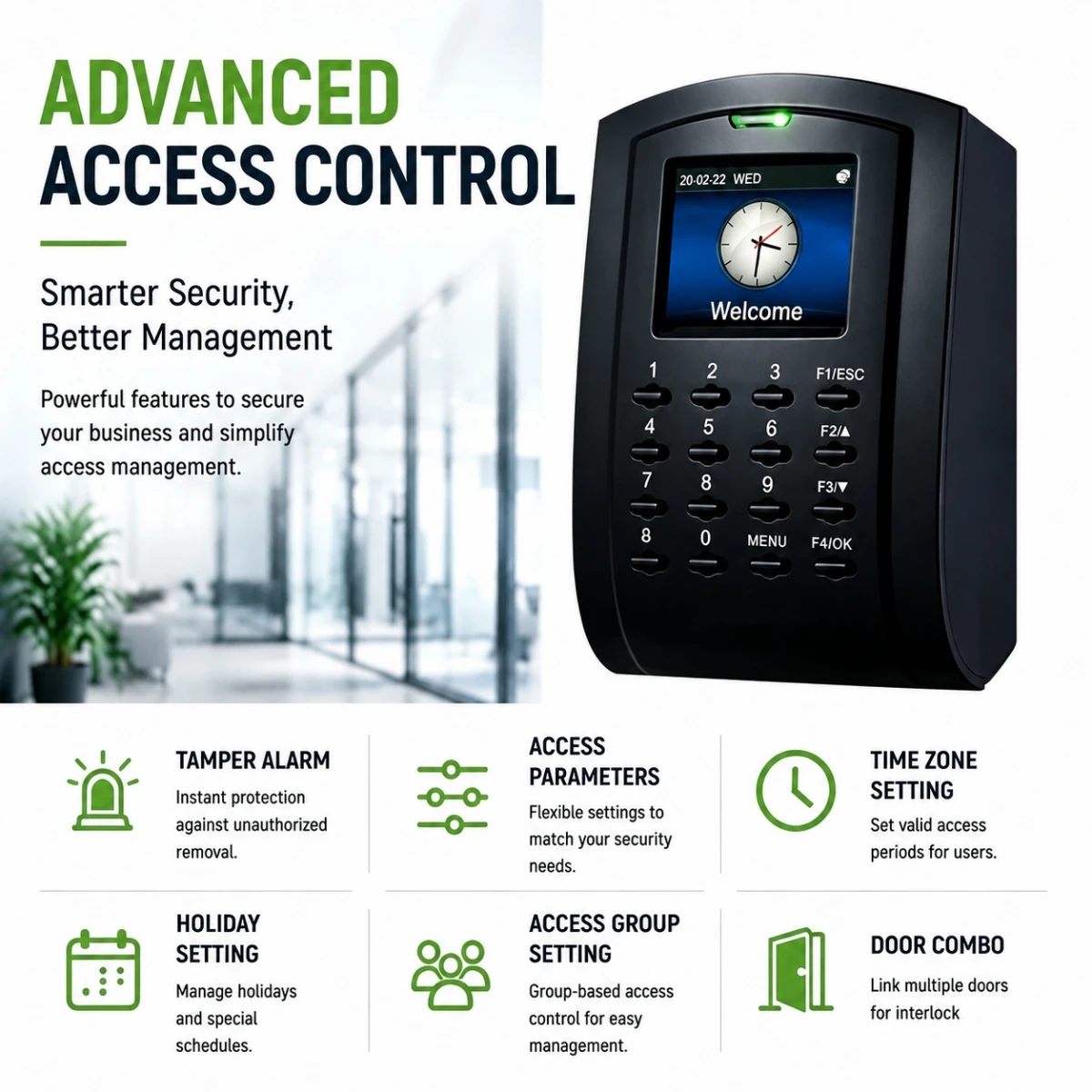 ZK SC103 RFID Card Access Control System Door Entry Keypad Reader TCP/IP RS485 USB 30000 Users Security Terminal