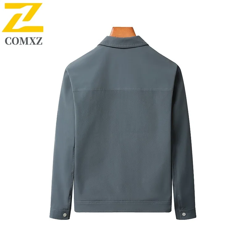 COMXZ Windbreaker Men's Formal Stand Collar  Business Casual Waterproof Windproof Official Coat for Middle-Aged Executives 2025