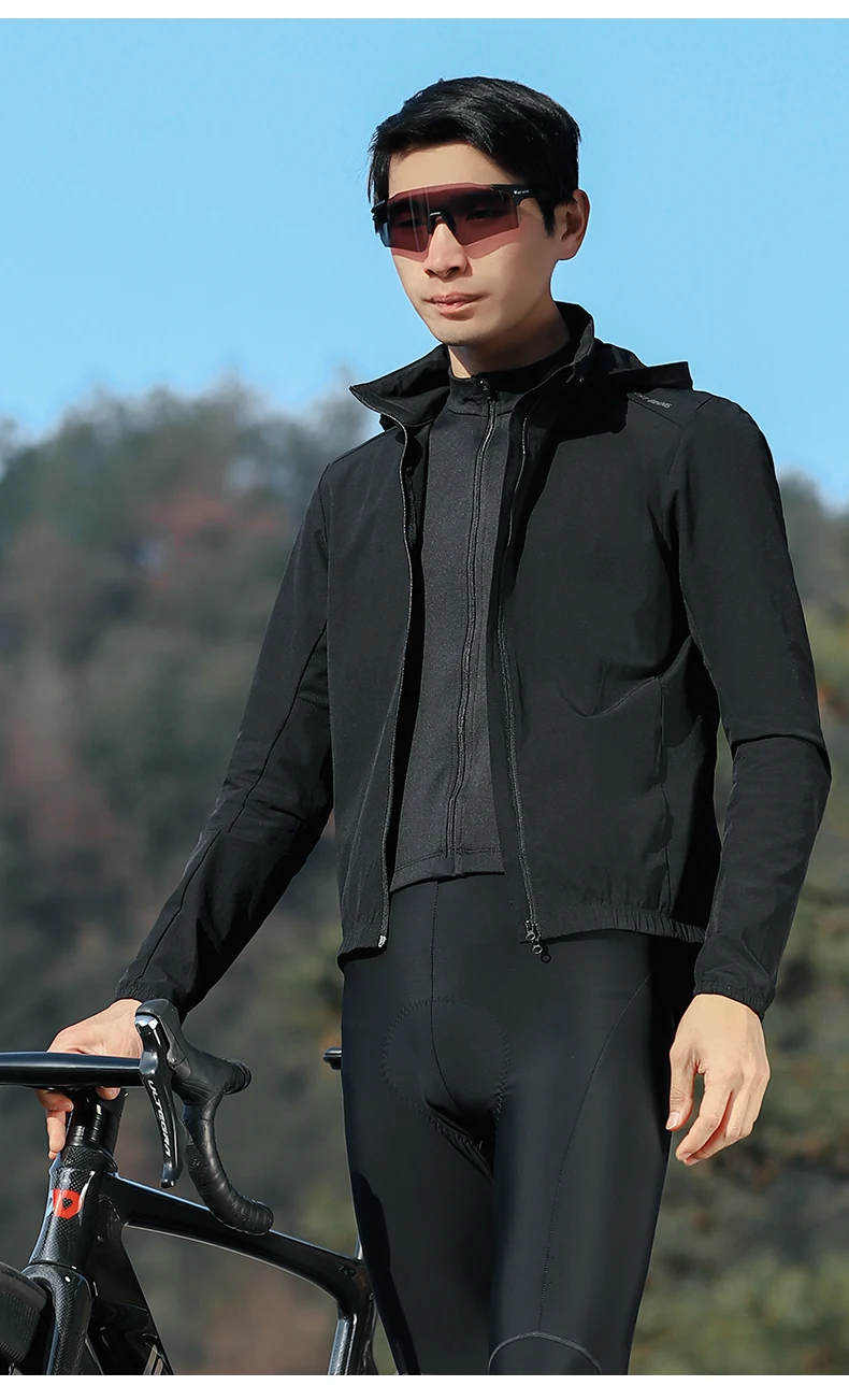 WEST BIKING Herren-Fahrradjacke, leichte, winddichte Fahrradjacke, atmungsaktive Frühlings- und Herbstjacke, Windbreaker mit Kapuze, Sportbekleidung. – Detail 19
