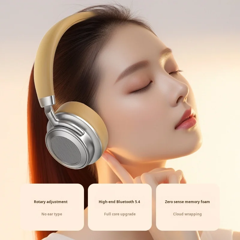 Bluetooth 5.4 Metal Retro Headset Sports Rotatable 0.018s Low Latency Gaming Headphones Hifi Stereo AUX Wired Mode Button Earbud