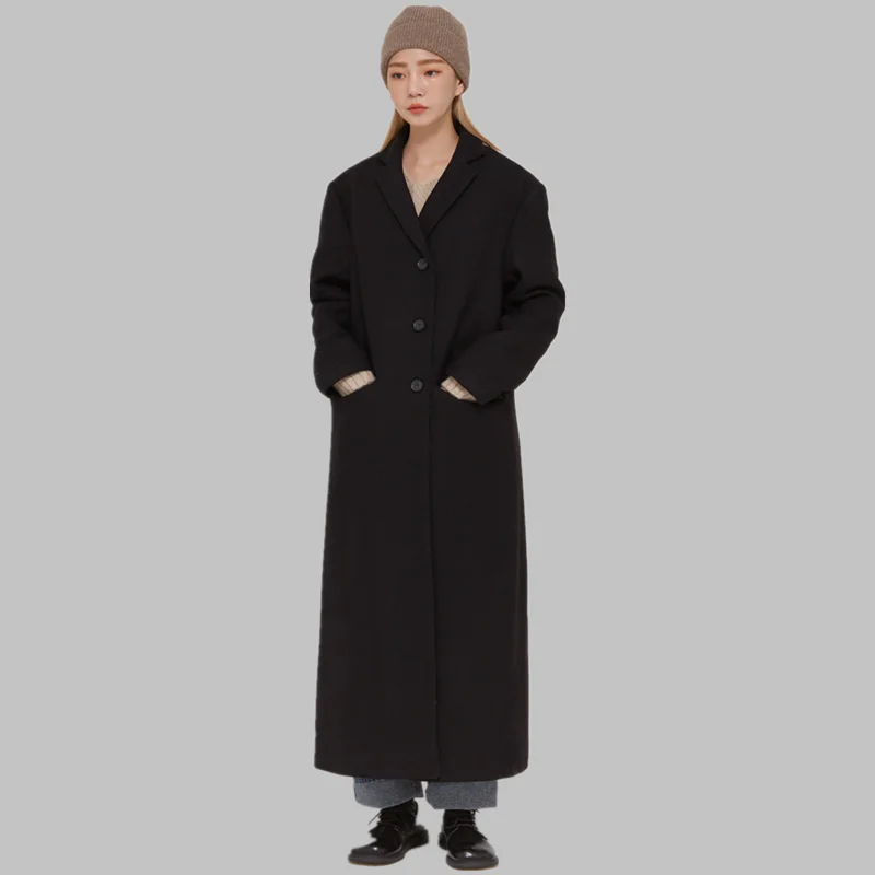 

Autumn winter new woolen coat women long straight tweed coat