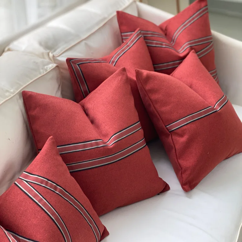 

Red pure cotton sofa fabric soft decoration pillow cover, living room sofa and bedroom bed decorative back cushion cover