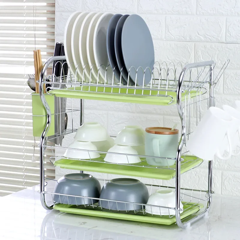 Type B Multi-Tier Kitchen Organiser Kitchen Dish and Bowl Shelf Drainage Storage Quilt, Chopping Board Save Space New