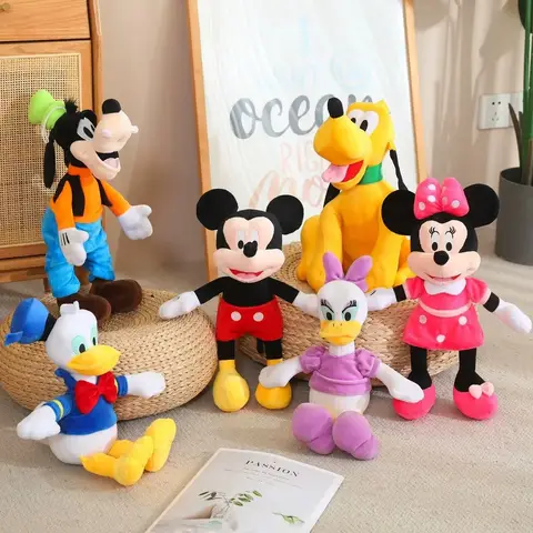 High Quality Mickey Minnie Plush Toy Lovely Stuffed Anime Pluto Goofy Daisy Donald Duck Plushies Cuddly Doll Home Decor Gift