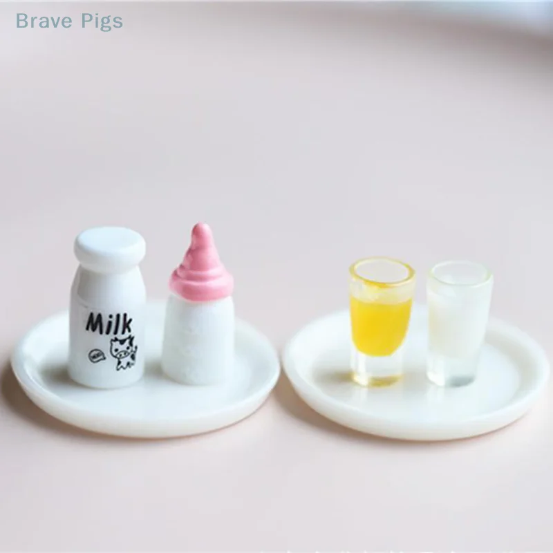 5Pcs Miniature Milk Bottle Model Toys Decoration Accessories Dolls Kitchen Food