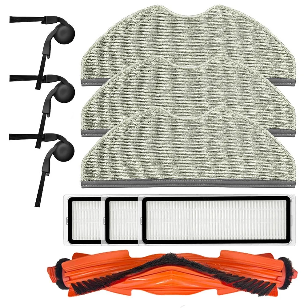 

Запасные части и аксессуары B43C для робота-пылесоса Xiaomi S40/OV81: основная и боковые щетки, HEPA-фильтр, салфетки для влажной уборки.