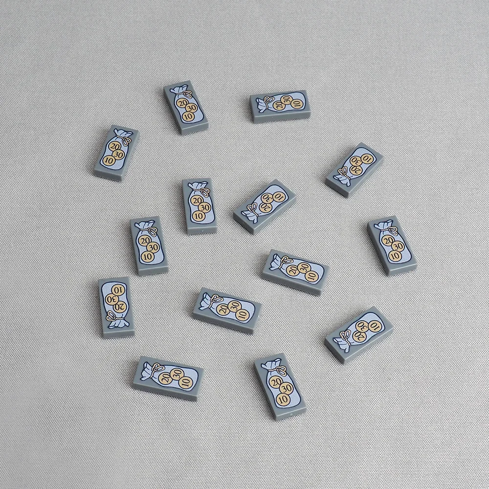 

MOC 10PCS Printed Coin Cloth Bag 3069 Pattern Building Blocks Money Scene Matching Bricks Particle Toy Children Birthday Gifts