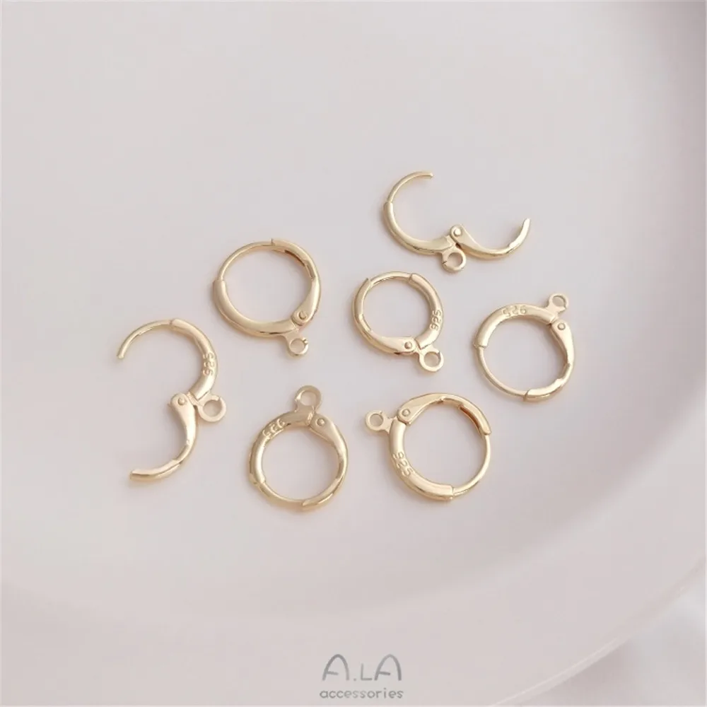 14K gold plated steel seal 925 round earclip European earring diy earring accessories