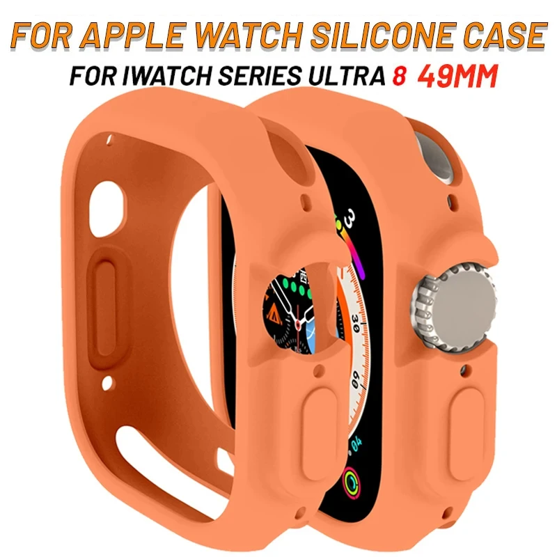 Soft Silicone Case For Apple Watch Ultra 2 49MM Protection Shell Cover For Apple Watch 8 Case 49mm Series 9 Bumper Accessories