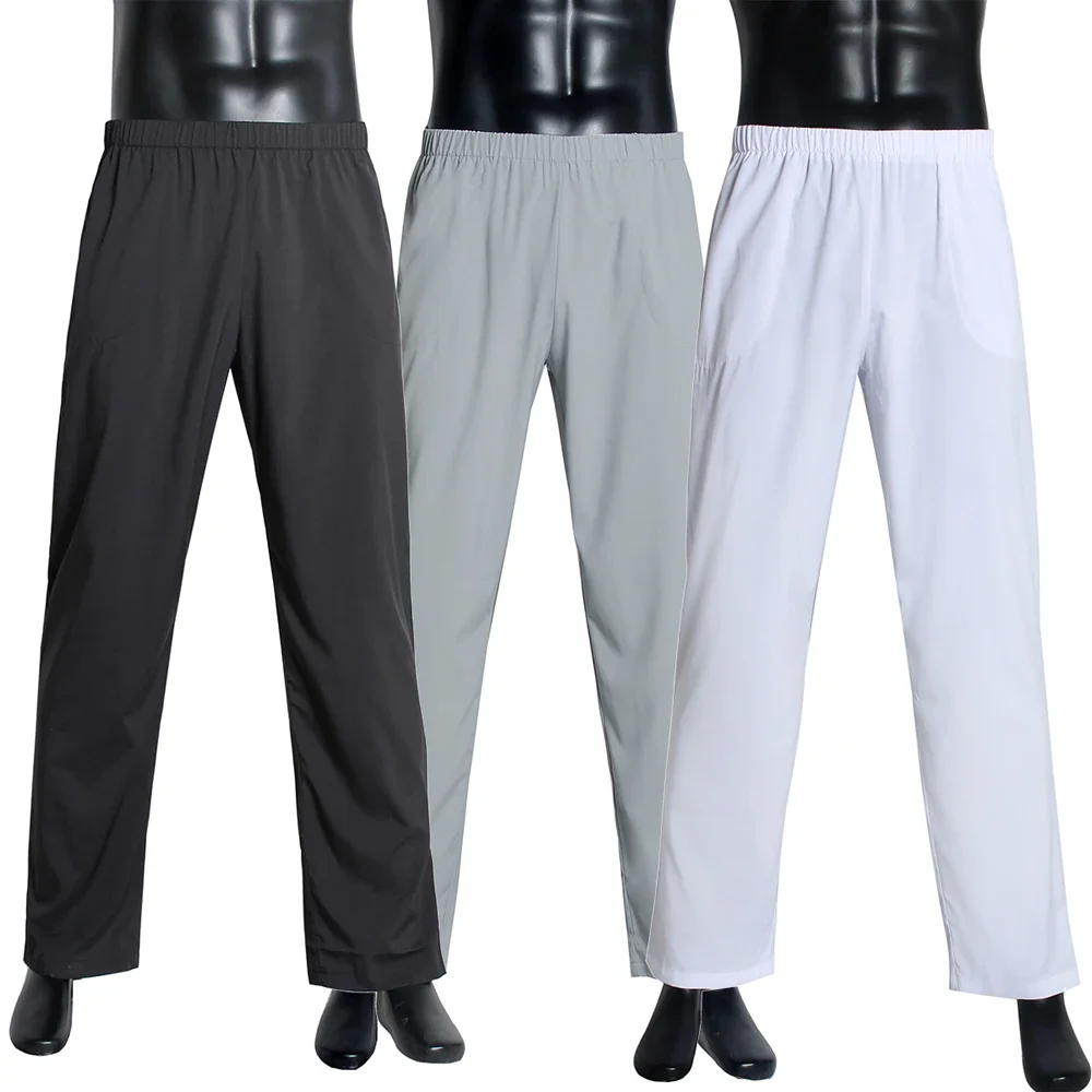 Muslim Arabic Men Trousers Casual Elastic Waist Long Pants White Black Gray Trouser Jubba Thobe Eid Ramadan Saudi Robe Bottoms