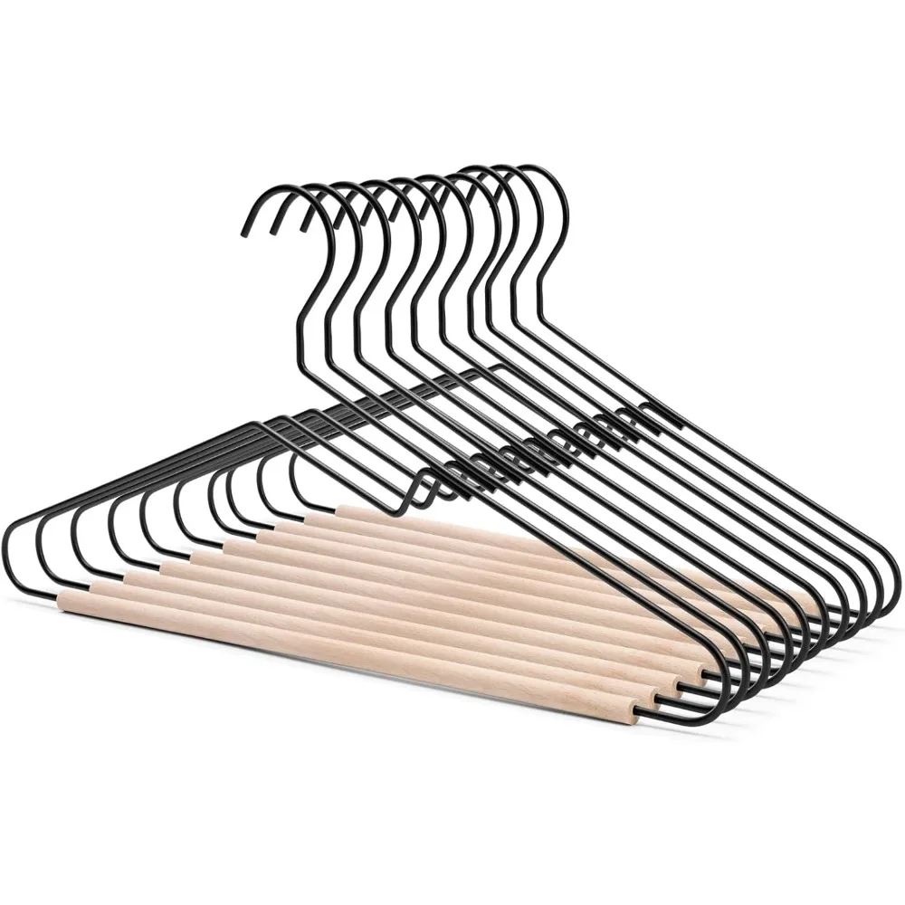 premium-black-matt-metal-suit-clothes-hanger-10-pack-with-a-smooth-beech-wood-pants-barunique-coat-hanger-dress-hanger-shirt-h