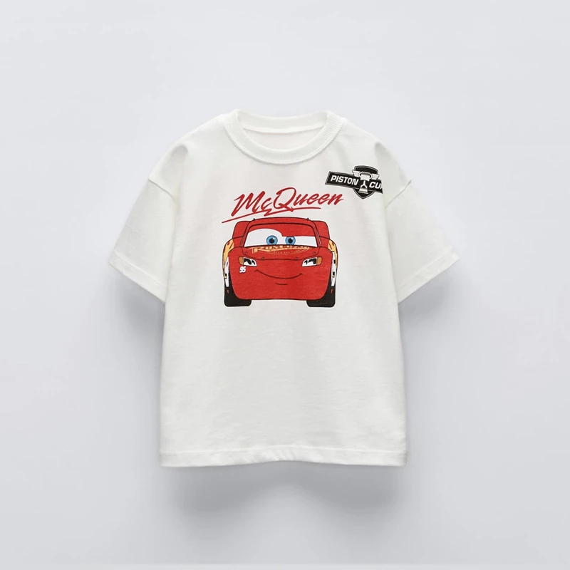 Potdemiel Summer Kids T-shirt Short Sleeve Top Cartoon Cars Pixar Lightning Mcqueen Printed Boys Clothes Baby Tops image 5