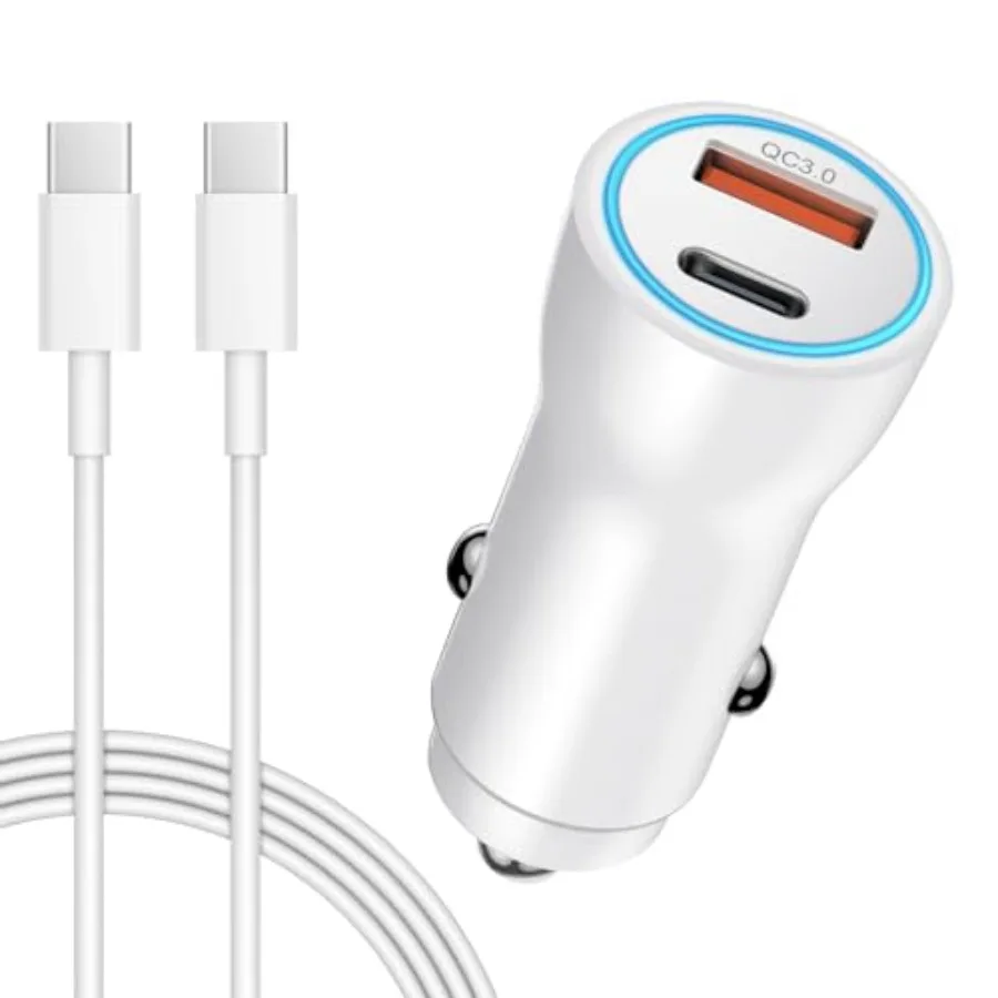 

for iPhone 15/16 Car Charger, 43W 2-Port Fast USB C Car Charger Power Adapter with 6Feet USB C to Type C Cable for iPhone 16e 1