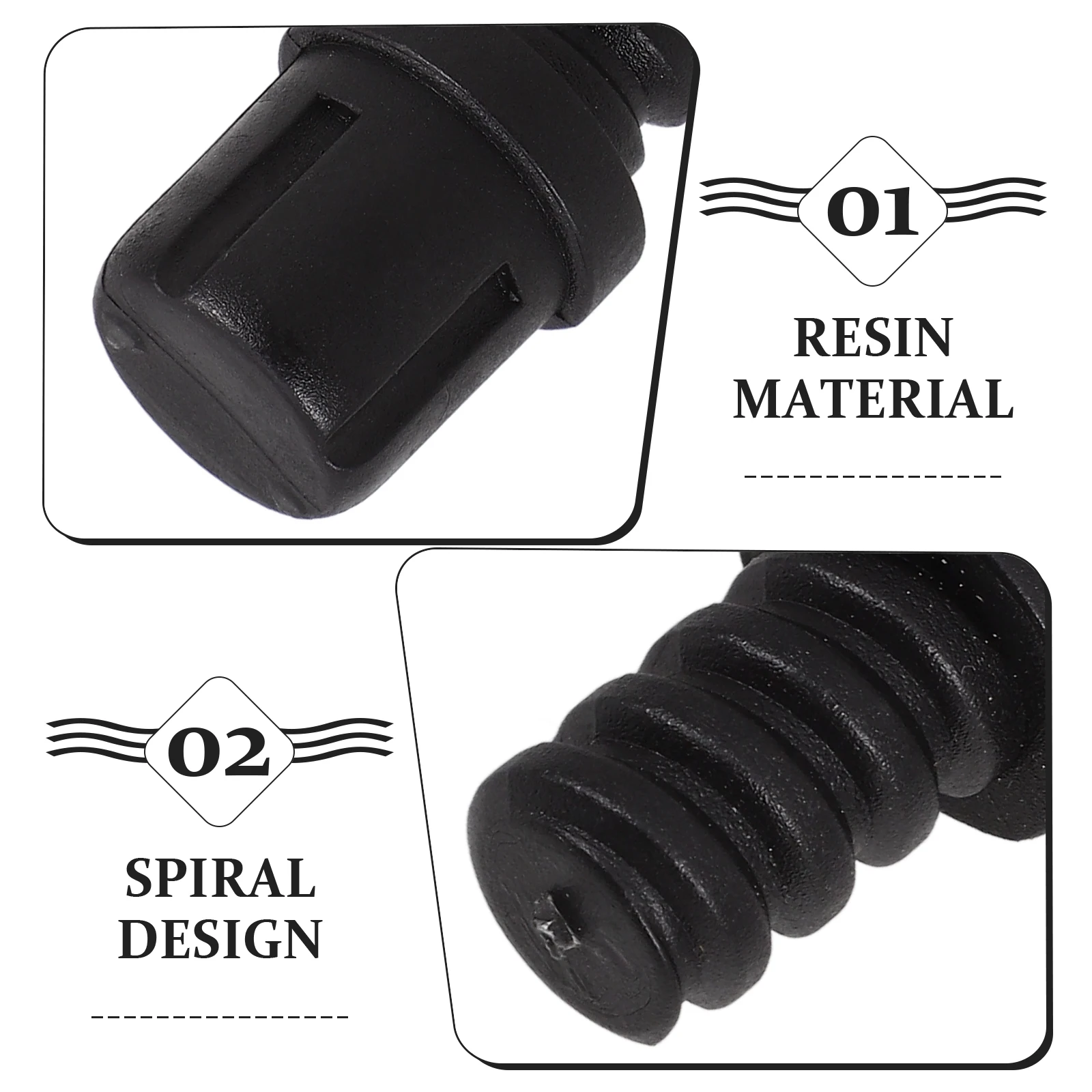 

6pcs Toilet Brush Accessories Black Plastic Handle Connectors Spiral Threaded Tips Repair Kit Bathroom Supplies Pole Attachments