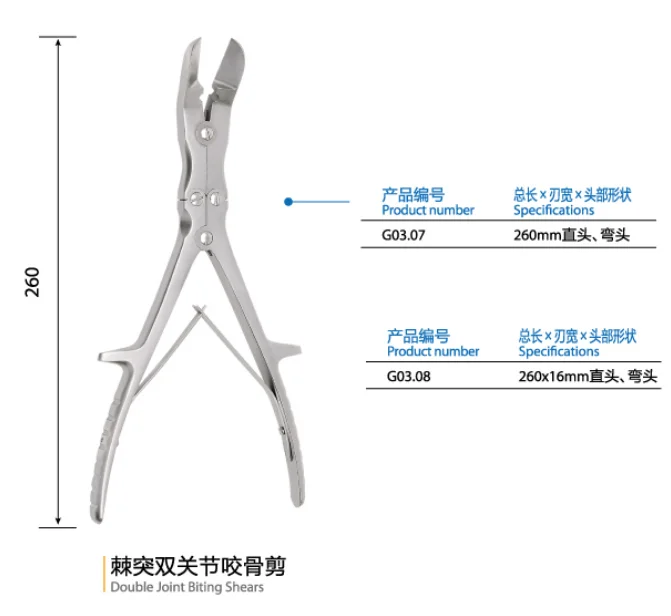 Spinous process biting scissors, straight curved