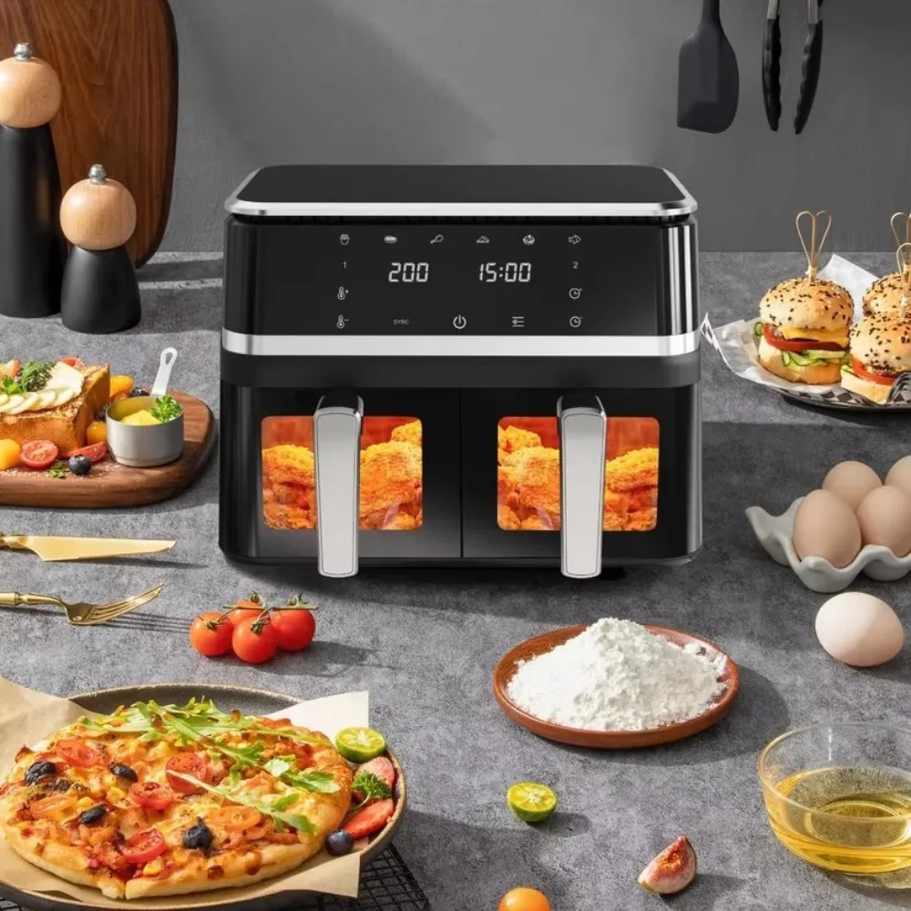 Large Capacity 10L Stainless Steel Air Fryer Multi-Functional Intelligent Double Blend Fryer Modern for Household Use
