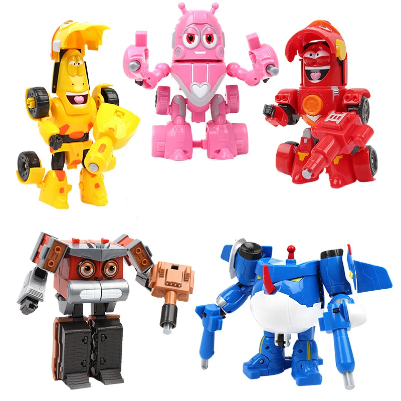 Creative Funny Cartoon Animal Larva Deformation Robot Toys Mecha Figures Assembly Robocar Warrior Children Toys Birthday Gifts