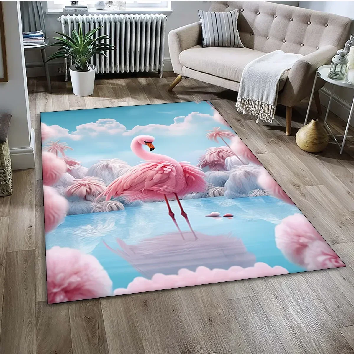 

Cartoon Pink Flamingo Rainforest Rug for Home Living Room Bedroom Decorative Floor Mat Anti-Slip Yoga Mats Area Doormat