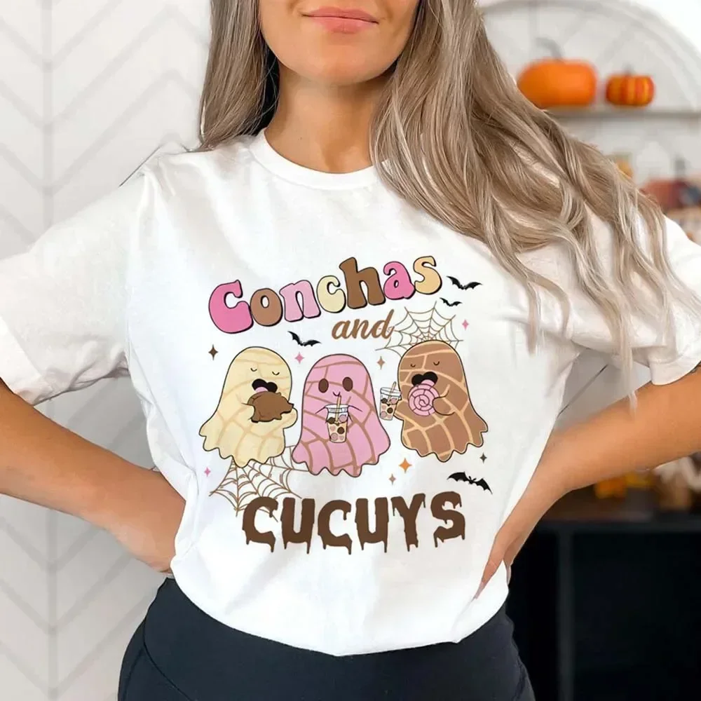 Conchas و Cucuys مخيف المكسيكي Conchas الجمالية تي شيرت الاسلوب المناسب الصيف قصيرة الأكمام المطبوعة س الرقبة الشارع تي شيرت كامل