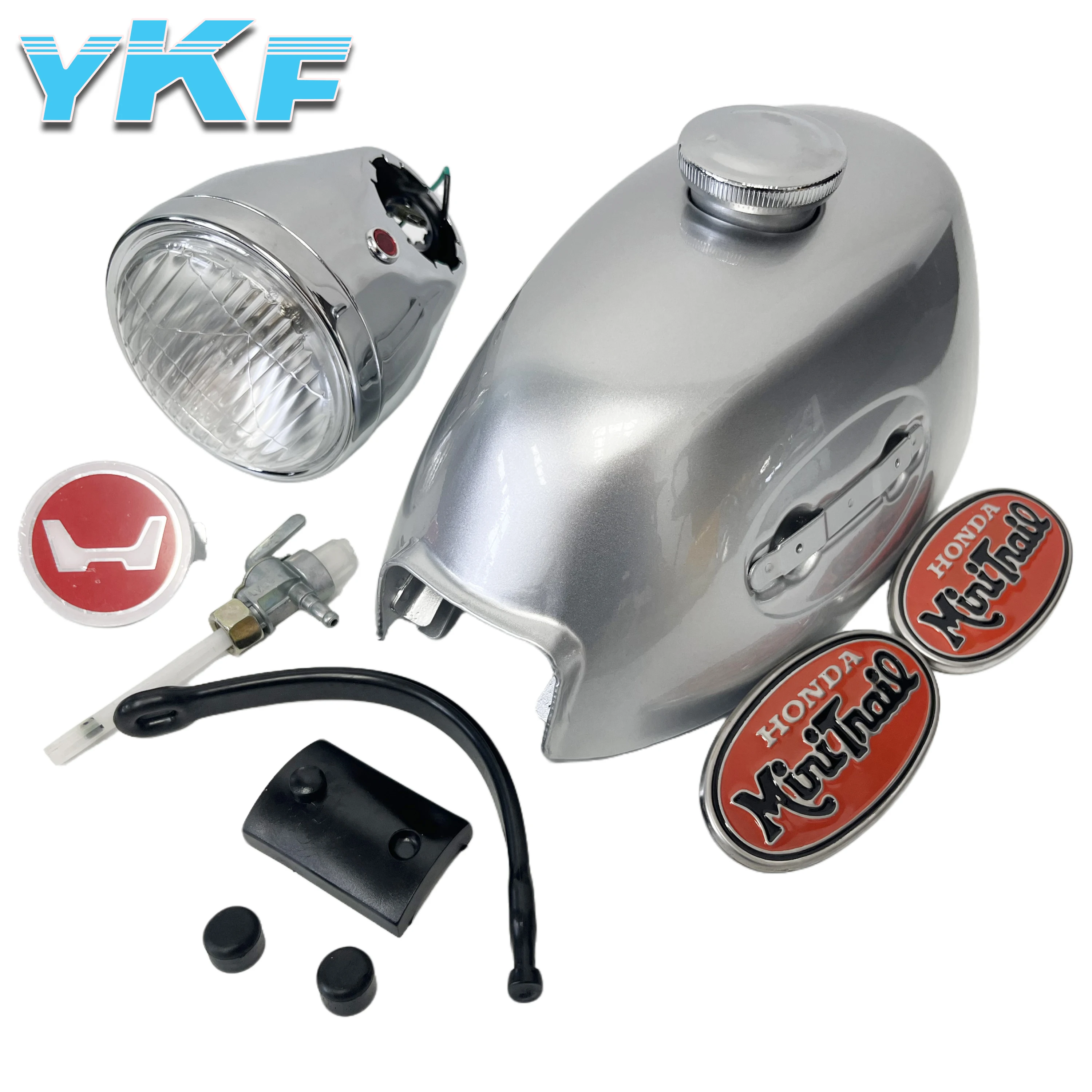 Replica Motorcycle Fuel Tank with Headlight Kit - Z50 Z50a K2 Mini Buggy - Silver Finish