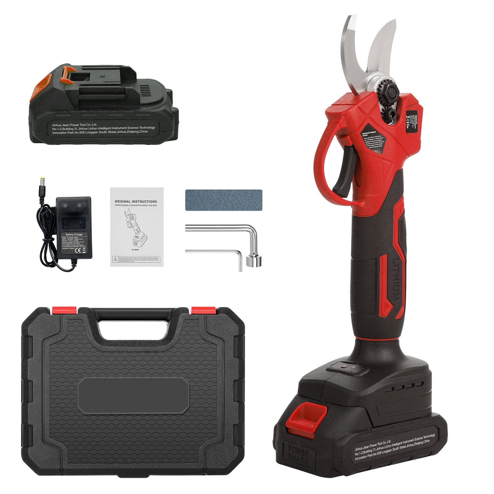 

Electric Pruning Shears 30mm(1.2 Inch) Cutting Diameter Cordless Heavy Duty with 2* 2.0Ah Rechargeable Battery for Orchard