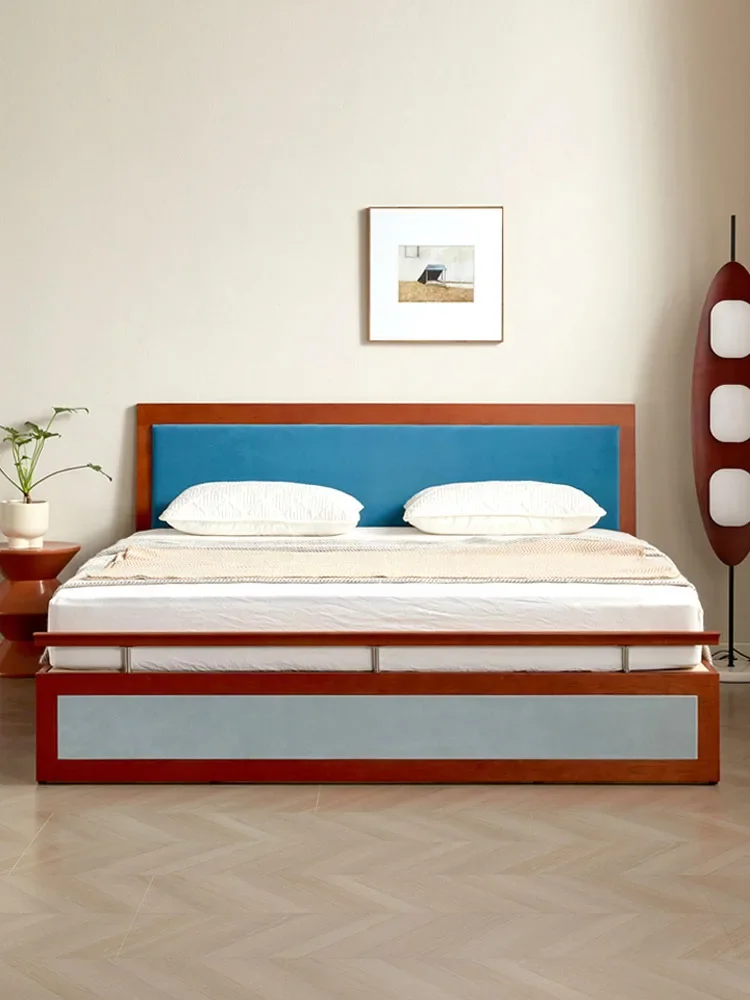 Caja de almacenamiento de madera de cerezo, cama doble de 1,8 metros y 1,5 metros, dormitorio, boda, suave