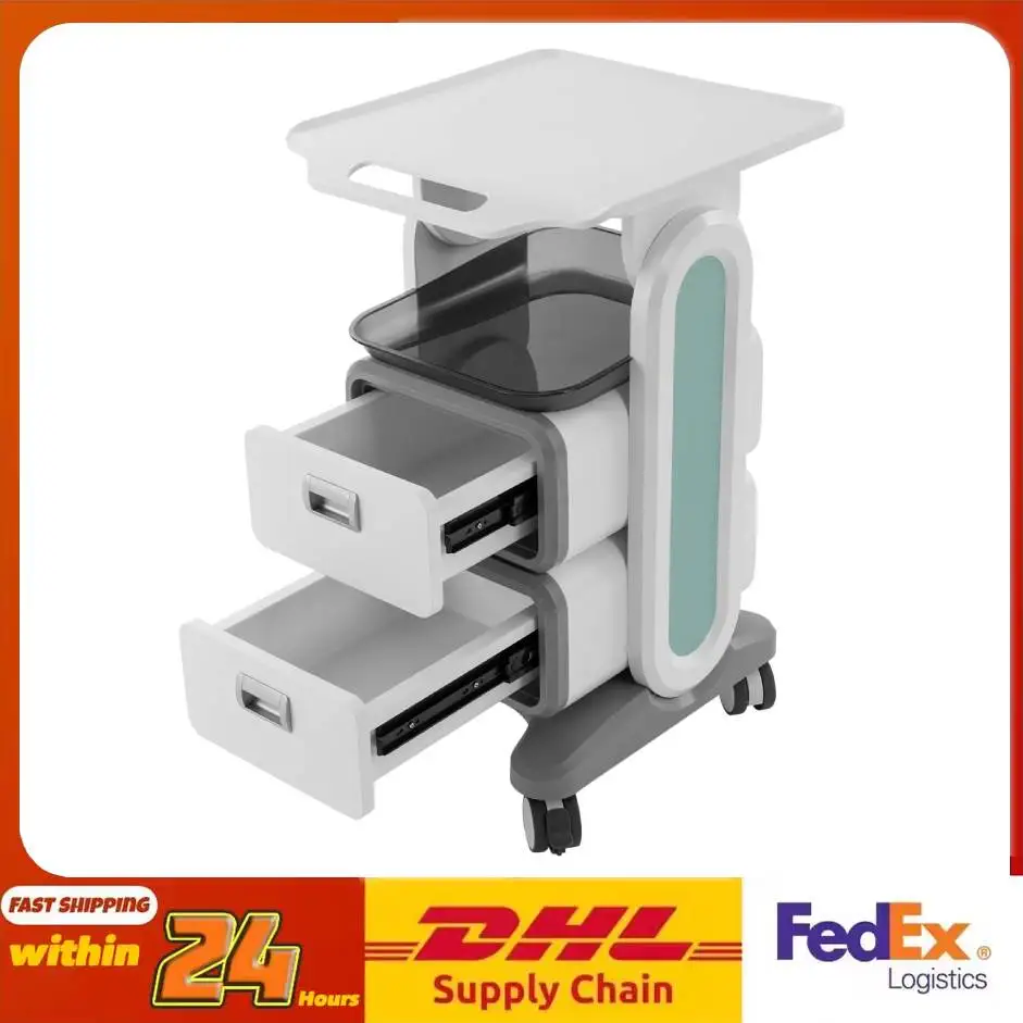 Medical Trolley Cart 132lbs Load Medical Cart Service Cart Sturdy Durable Easy to Move for Hospital Clinic Home Office Use