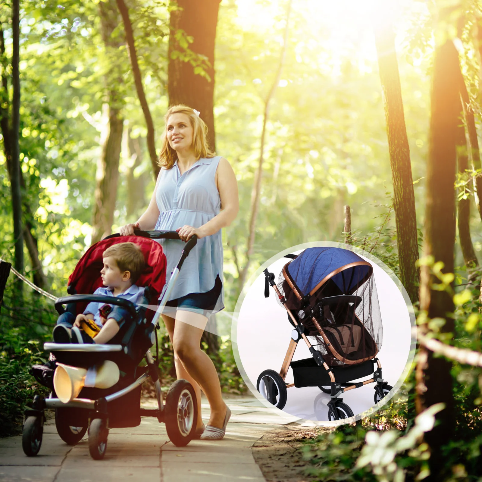 3 قطع من شبكة ناموسية لعربة الأطفال، غطاء كامل قابل للتمدد، شبكة شبكية قابلة للتنفس للاستخدام الخارجي للأطفال