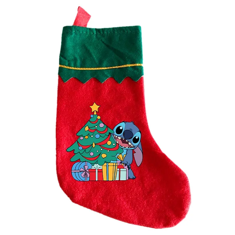 Stitch Xmas Socks Disney Santa Bedside Ornament Stocking Tree Pendant Party Home Decorations Christmas Kawaii Candy Gift Bag