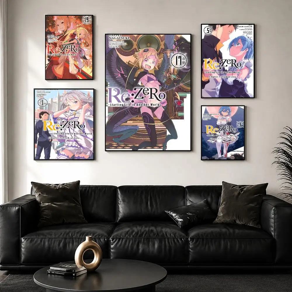 Japanese Anime R-Re Zero Poster Perfect Sticker Self Adhesive Wall Art Decor for Home Office Dining Spaces